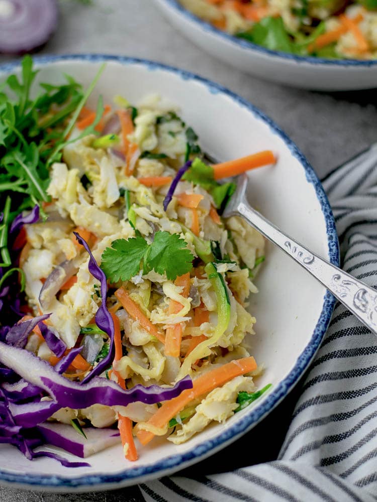 Bacalhau a bras com legumes