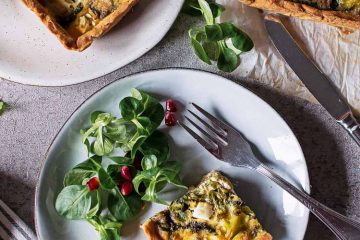 Quiche de Brócolos, Espinafres e Feta