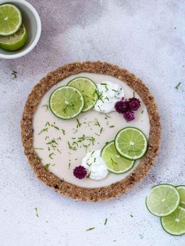 Tarte de côco e lima vegan