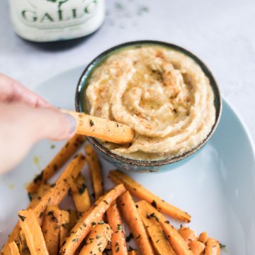 Cenouras fritas com humus