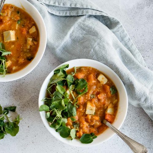 Sopa de batata doce e lentilhas