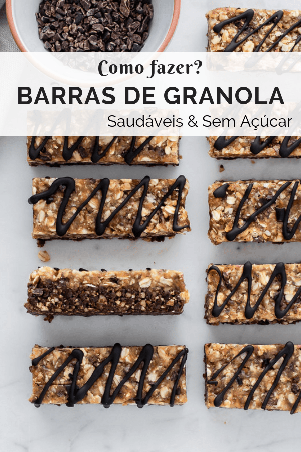Barras de granola com chocolate