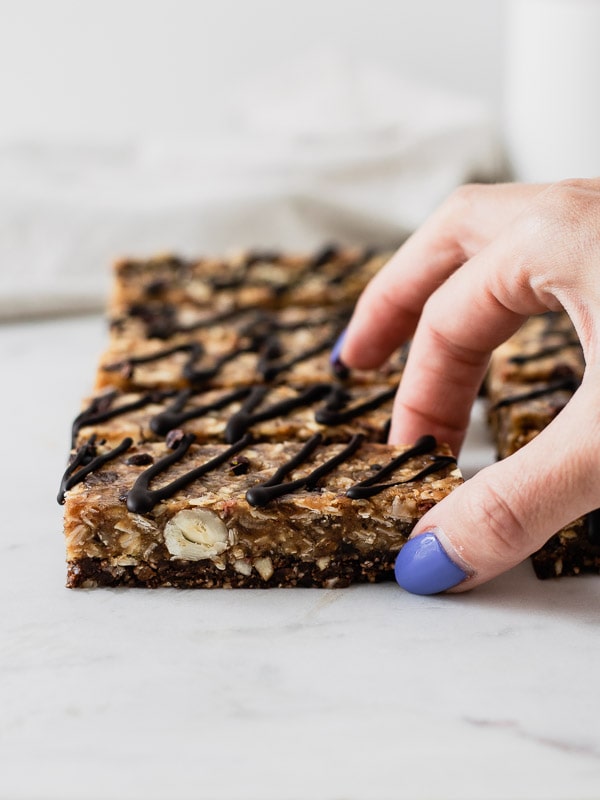 Barras de granola com chocolate