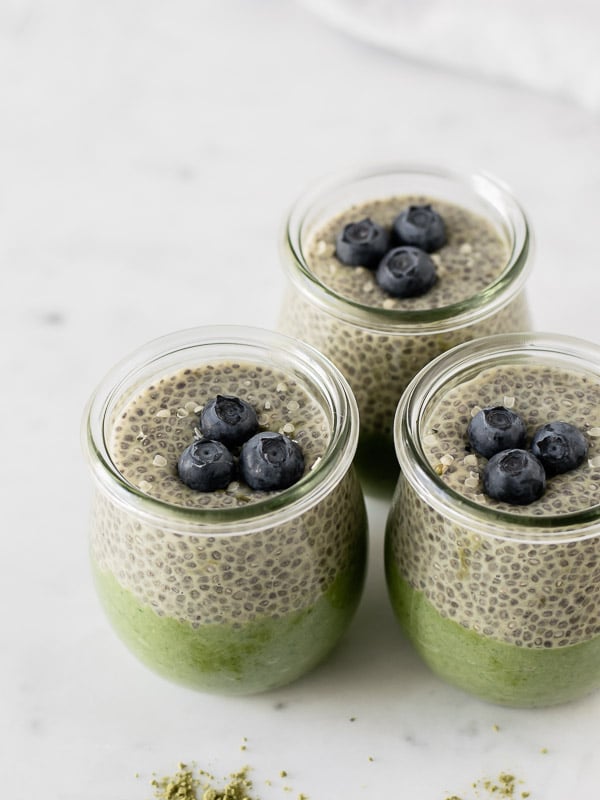Pudim de chia e matcha