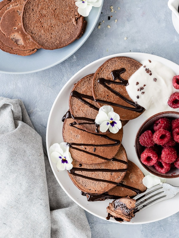 Panquecas de cacau e aveia