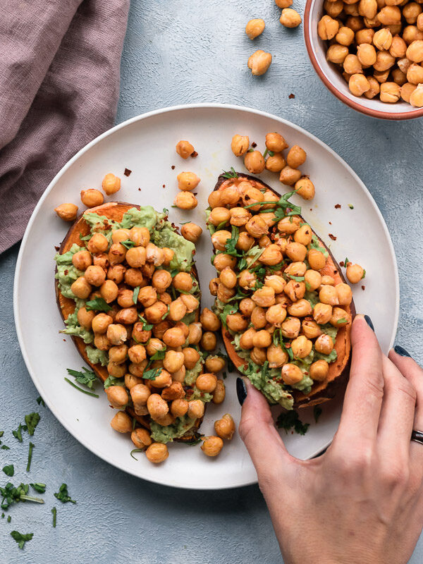 Tosta de batata doce com grao