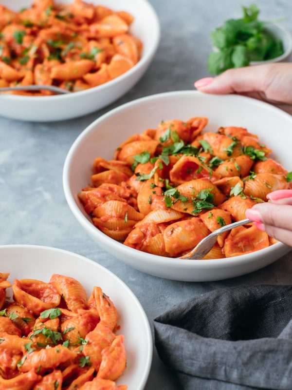 Massa com molho de pimento