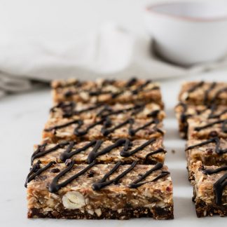 Barras de granola com chocolate