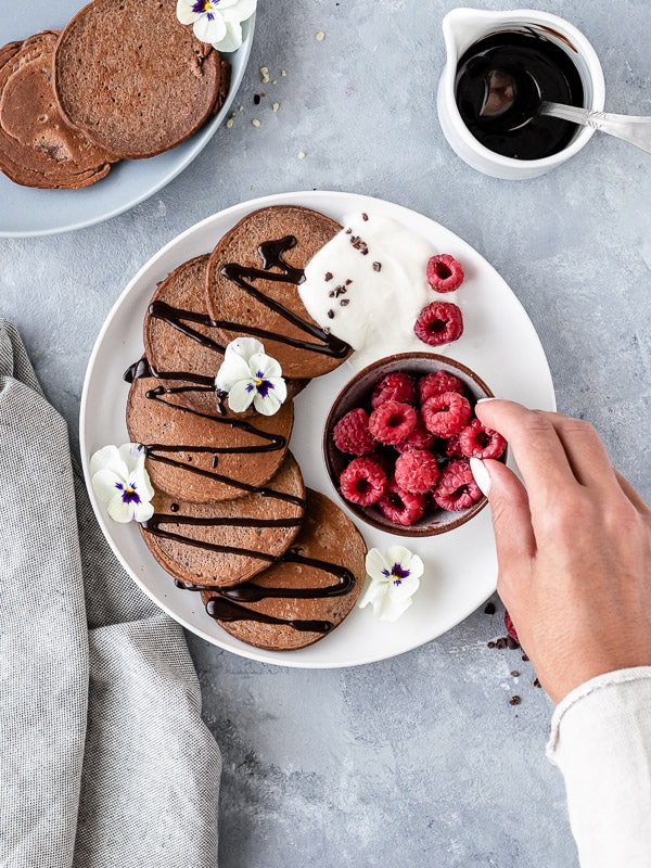 Panquecas de cacau e aveia